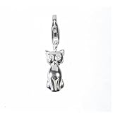 SilberDream Charm Cat Felidae 925 Sterling Silver Charms Pendant with Lobster Clasp for Charms Bracelet, Necklace or Charms Carrier FC1029