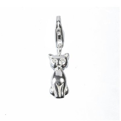 SilberDream 925 Sterling Silber Charm Katze Anhänger für Armband Kette Ohrring FC1029 Silber Charm