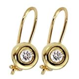 14kt Yellow Gold Sphere Hanging Diamond Earrings