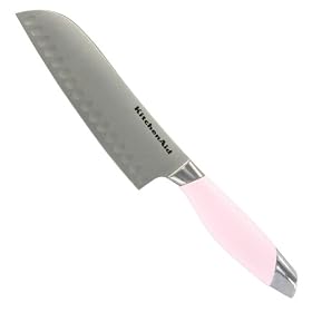 KitchenAid Cook For The Cure 7-Inch Silicone Handle Santoku Knife, Pink by KitchenAid