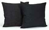 Newpoint Microsuede 18-Inch-by-18-Inch Feather and Down Filled Pillows, Black, 2-Pack