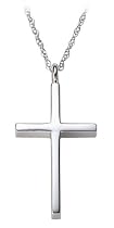 Sterling Silver Narrow Cross Pendant, 18"