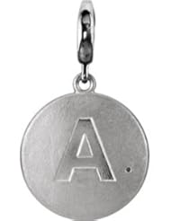 Block Initial Disc Charm with Accent Sterling Silver "A" 85544
