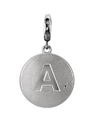 Block Initial Disc Charm with Accent Sterling Silver "D" 85544