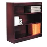 Square Corner Bookcase, Wood Veneer, 3-Shelf, 36 x 12 x 36, Mahogany