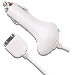 Car Charger for the Apple iPod Nano 3G, iPod Classic, iPod Touch 1G, iPhone 1G, iPod 3G 4G 5G Video, Mini, iPod Photo, and iPod Nano 1G 2G models Color White