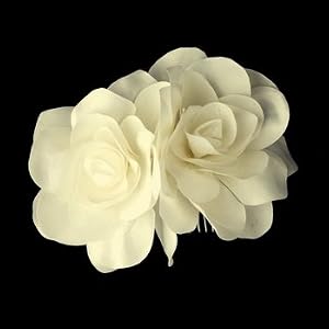 Wedding Flower Hair Comb Ivory Double Roses Bridal Hair Accessory