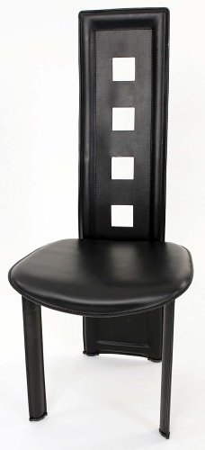 Gorgeous Set of 8 Black Leather Match Dining Chairs