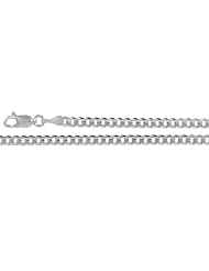 3mm 14K White Gold Solid Concave Curb Classic Link Chain Necklace with Secure Lobster Claw Lock Sizes 16" to 30" Available
