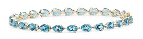 14k Yellow Gold Pear-Cut Coated Blue Topaz Bracelet