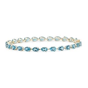 14k Yellow Gold Pear-Cut Swiss Blue Topaz Bracelet by