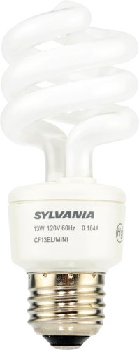 Sylvania 29001 MiniTwist 13W Compact Fluorescent Lamp with Integral 120V Ballast, Medium Screwbase, Warm White, 8-Pack # CF13EL/MINITWIST/BL/8
