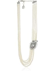 Ben-Amun Jewelry "Pearl and Crystal" Multi-Row Pearl with Deco Brooch Necklace