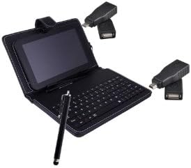 engdash® 7" Leather Case Cover for 7 inch Android Tablet PC MID With USB Keyboard+USB TO Micro USB Adapter+Stylus (Black)