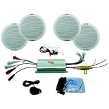 New PYLE PLMRKT4A 4-Channel Waterproof MP3/Ipod Amplified 6.5in Marine Speaker System