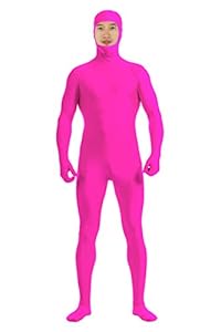 JustinCostume Spandex Open Face Full Bodysuit Zentai Suit, M, Pink
