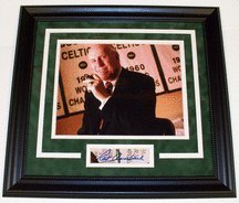 Red Auerbach Autographed Boston Celtics Piece with Framed 8 Red Auerbach Autographed Boston Celtics Piece with Framed 8