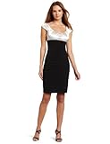 London Times Women's Shutter Sheath Dress, Cloud/Black, 14
