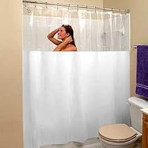 Extra Heavy VINYL Shower Curtain Anti-Bacterial - with Clear Top