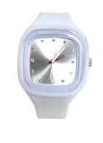 Montre bracelet silicone cadran carre Affichage heure strass Equinoxe Boite Ice BLANC