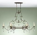 Murray Feiss Chateau F2304/6MBZ Linear (28H x 42W) Crystal 6 Light 360w Pendant in Mocha Bronze