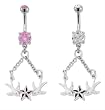 TWO SPPAROWS WITH A NAUTICAL STAR BELLY RING BNANSS1CL- CLEAR