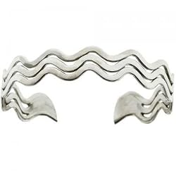 Polished 7in Long Sterling Silver Wavy Cuff Bracelet