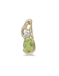 14k Yellow Gold Oval Peridot And Diamond Pendant (chain NOT included)