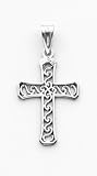 14k White Gold Filigree Cross Pendant
