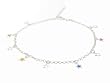 Italian Sterling Silver Colored Stars Charm Anklet