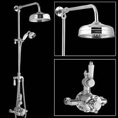 Hudson Reed Duschgarnitur Beaumont - Klassik Dusche aus Chrom - Thermostat