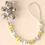 Color Beads Pacifier Clip - Color Yellow with Bear Clip