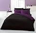 6PC Reversible Complete Duvet Cover + Fitted Sheet Bedding Set Double Black Purple