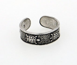 Sterling Silver Blackened Turtle or Tortoise Toe Ring