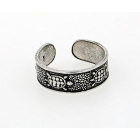 Sterling Silver Blackened Turtle or Tortoise Toe Ring