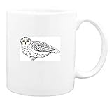 Mug with resting, white, owl, bird, snowy