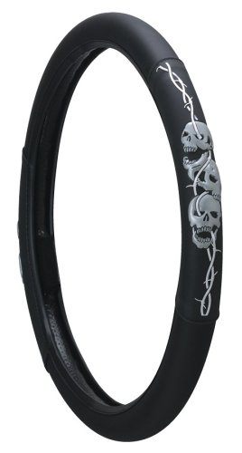 Barbed Wire Skulls Steering Wheel Cover
