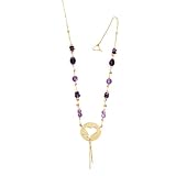 14k Yellow Gold Amethyst Necklace, 17