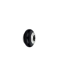 Sterling Silver Black Italian Murano Glass Charm