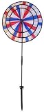 PATRIOTIC RED WHITE AND BLUE WIND SPINNER, OUTDOOR SPINNER