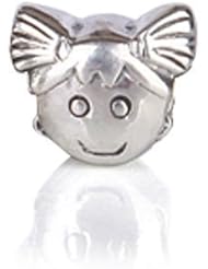 Bling Jewelry .925 Sterling Silver Girl Face Charm Bead Compatible with Pandora Bead Charm