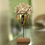NOVICA Wood and copper mask, 'Yawning King'