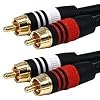 PREMIUM 6-Feet Audio Stereo Cable 22AWG Gold Plated 2 RCA M/M Plug Cable 2 M