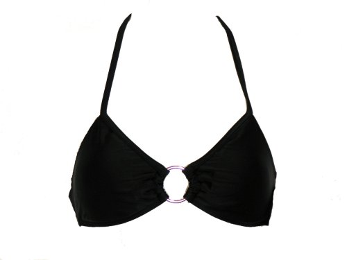 Be Creative Black Halter Bra Swimsuit-top w/Center Ring S
