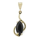 Black Coral Pendant in 14K Yellow Gold