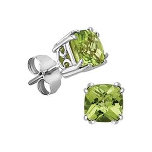 Peridot Fashion Earrings in 14K White Gold by