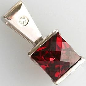 14K White Gold Garnet and Diamond Pendant - OldCities Estate Jewelry by magazines