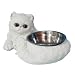   - White Persian cat food and water bowl