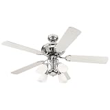 Westinghouse 7855600 Jewel Four-Light 52-Inch Five-Blade Ceiling Fan, White with Frosted Globes