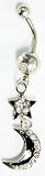 Body Jewelry - Silver Midnight Sky Belly Ring 16g - Navel Ring 1 pc
